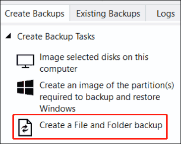   Macrium Reflect Crie um backup de arquivos e pastas