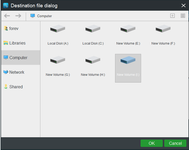 velg en ekstern harddisk for å lagre de store filene