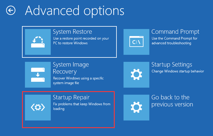 Восстановление при запуске Windows 10 WinRE