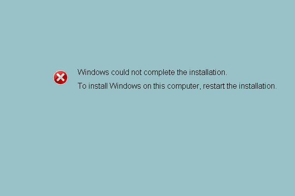 Windows kunne ikke fuldføre installationen