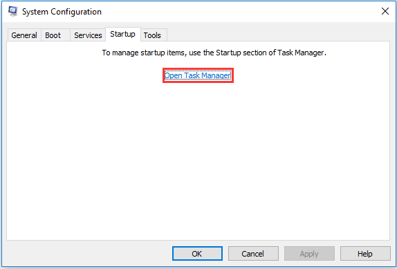 Klicken Sie auf die Option Task-Manager öffnen