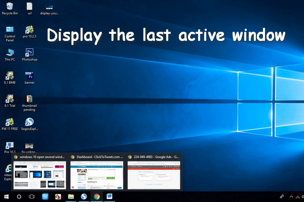 mostrar la última miniatura de la ventana de la aplicación activa