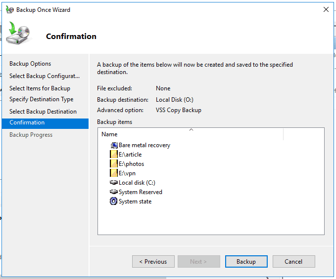   rozpocznij tworzenie kopii zapasowej za pomocą Kopii zapasowej systemu Windows Server