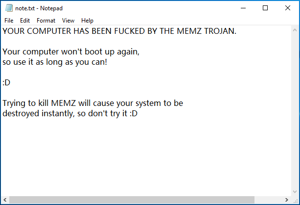 din computer er blevet kneppet af MEMZ Trojan