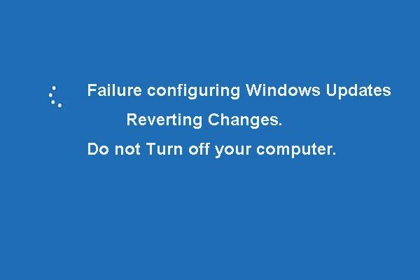 falla al configurar las actualizaciones de Windows revirtiendo los cambios en miniatura