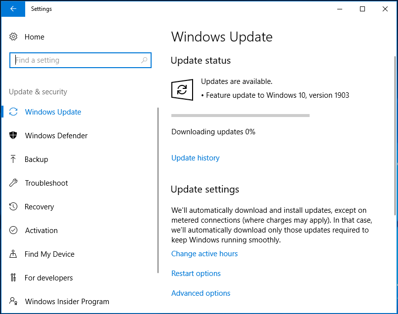 actualización de windows 10