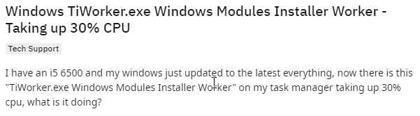 Γρήγορη επιδιόρθωση Windows Modules Installer Worker Υψηλή χρήση CPU