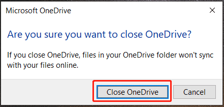 sulje OneDrive Windows 10:ssä
