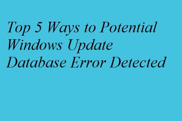 potenciální chyba aktualizace databáze systému Windows
