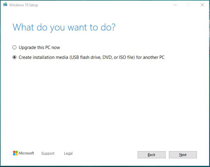 başka bir bilgisayar için Windows 10 kurtarma USB