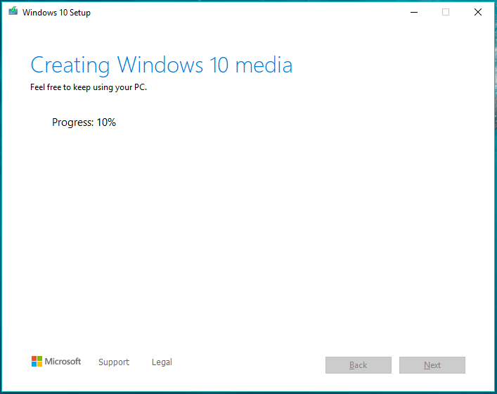 יצירת מדיה של Windows 10