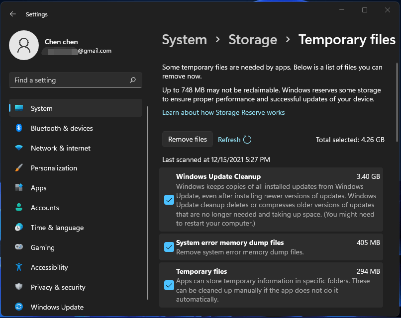 supprimer les fichiers temporaires Windows 11