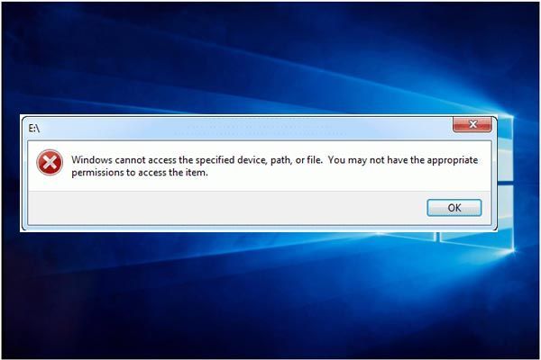 Τα Windows δεν έχουν πρόσβαση στην καθορισμένη διαδρομή ή αρχείο της συσκευής