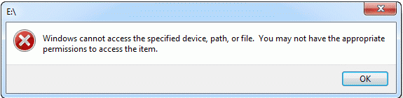 Windows ne peut pas accéder au périphérique ou au chemin spécifié