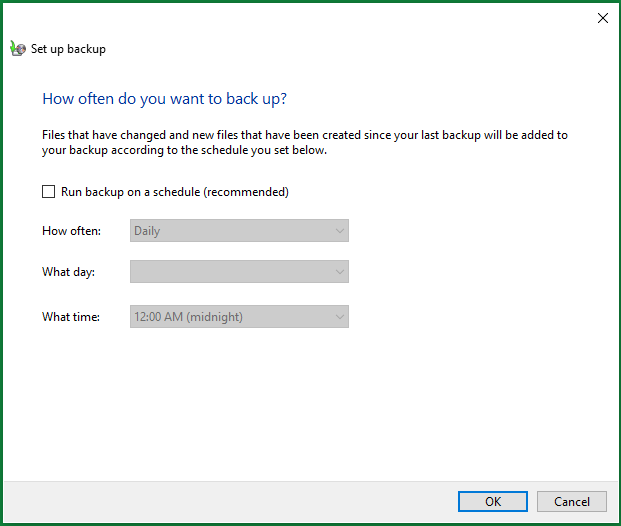 Selecione Alterar configurações em Backup e restauração (Windows 7)