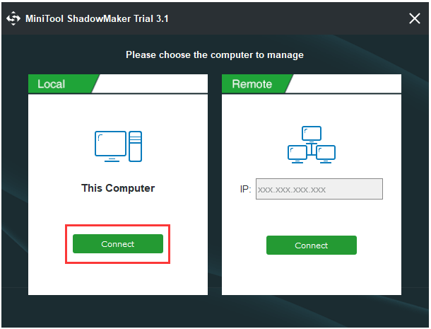 scegli Connetti in questo computer per continuare