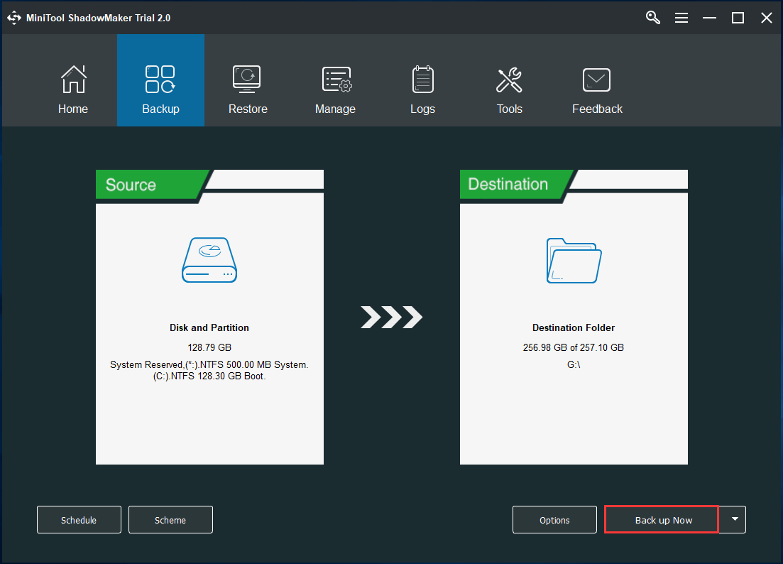 MiniTool ShadowMaker sichert das Betriebssystem