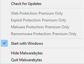 haga clic en la opción Salir de Malwarebytes