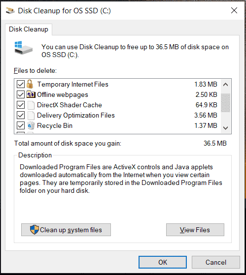   Datenträgerbereinigung Windows 10