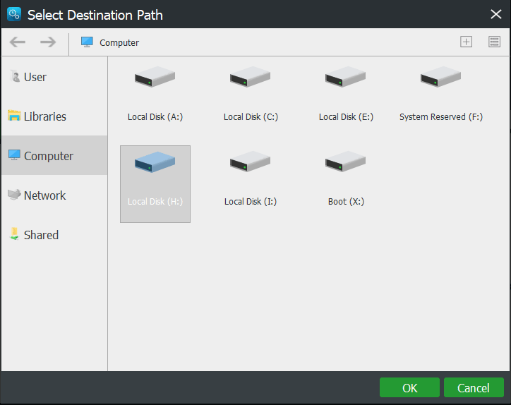 partitionssikkerhedskopi til en ekstern harddisk eller et USB-drev