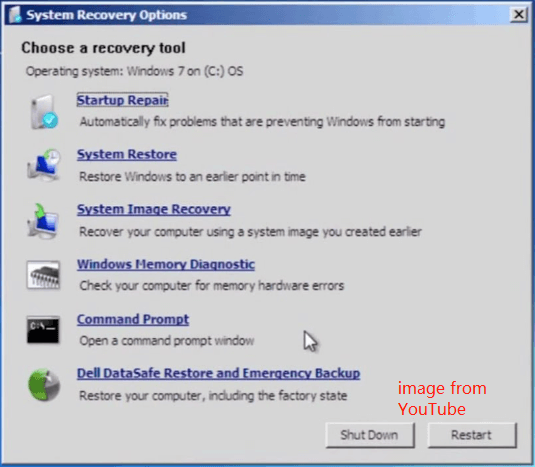   Wählen Sie Dell DataSafe Recovery und Emergency Backup
