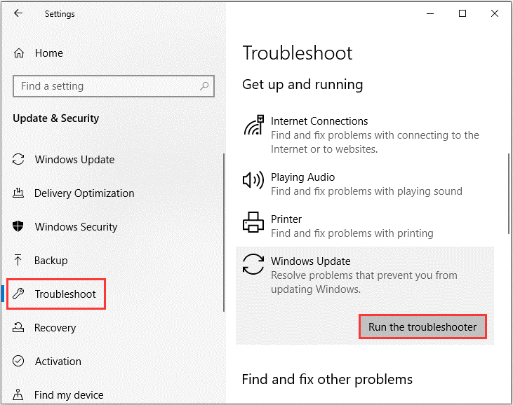 εκτελέστε το Windows Update Troubleshooter