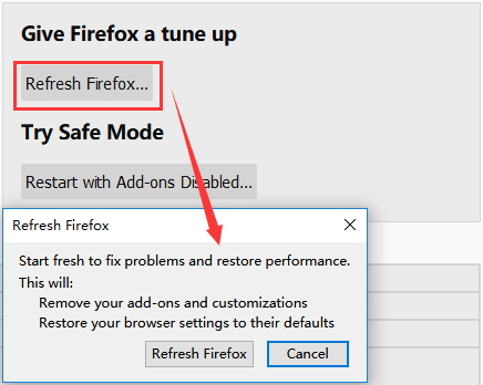 επαναφέρετε τον Firefox στις προεπιλεγμένες ρυθμίσεις