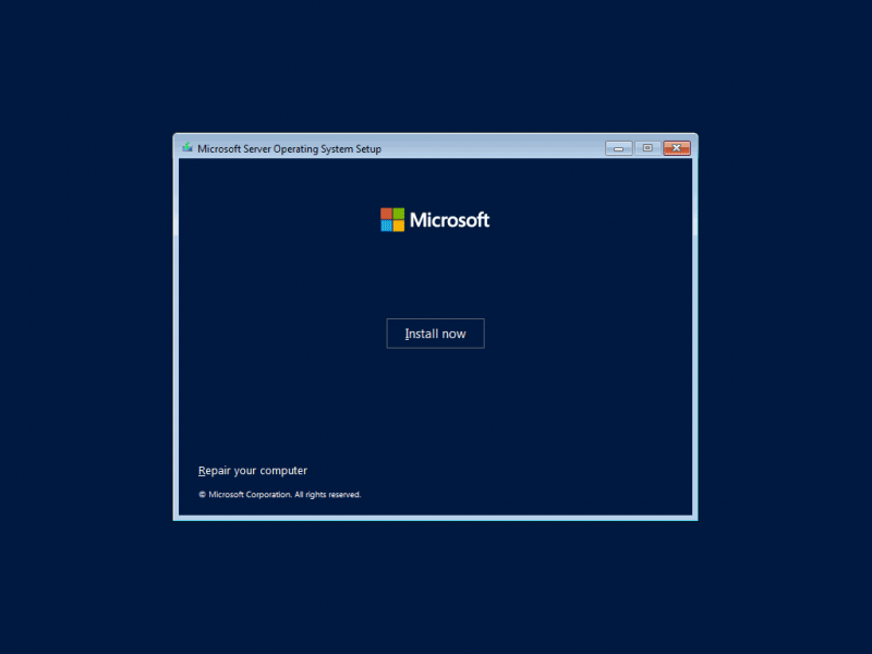   schone installatie van Windows Server