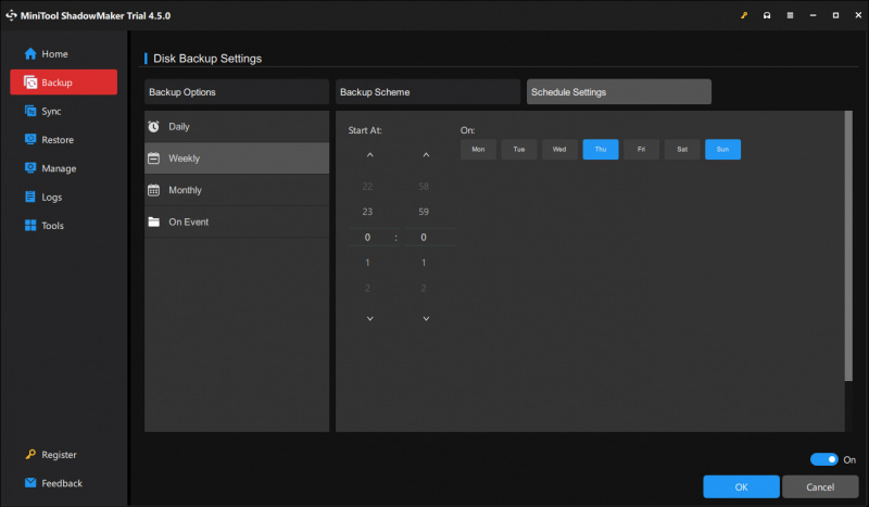   indstille en automatisk backup