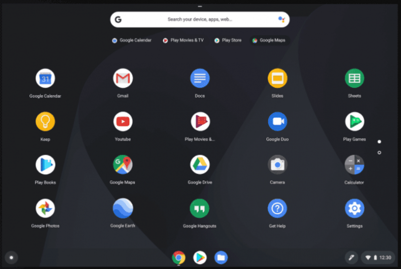   Chrome OS brukergrensesnitt