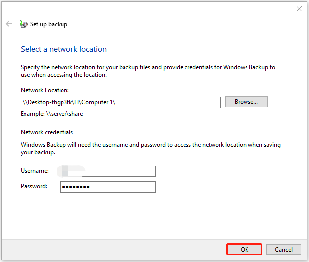   ställ in säkerhetskopiering via Säkerhetskopiering och återställning (Windows 7)