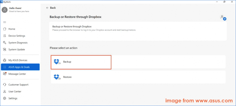   النسخ الاحتياطي أو الاستعادة من خلال Dropbox