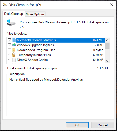   εκτελέστε την Εκκαθάριση δίσκου των Windows 10