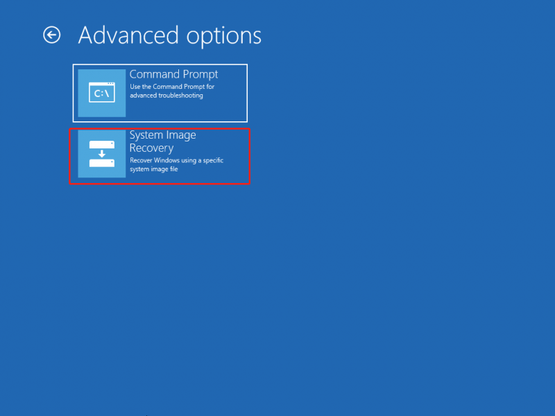   jätkamiseks valige System Image Recovery