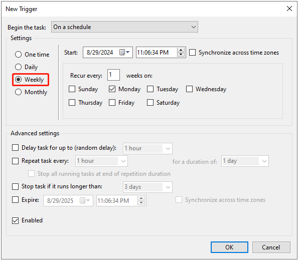   configure a configuração de backup do Windows Server como Semanal