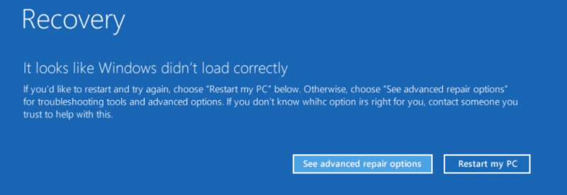  recuperació sembla que Windows no s'ha carregat correctament