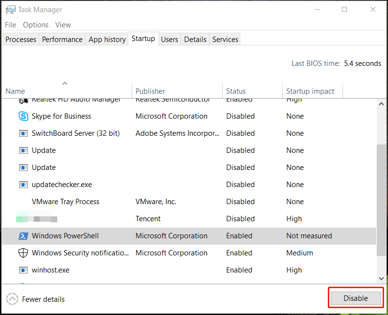   Deaktivieren Sie Windows PowerShell im Task-Manager
