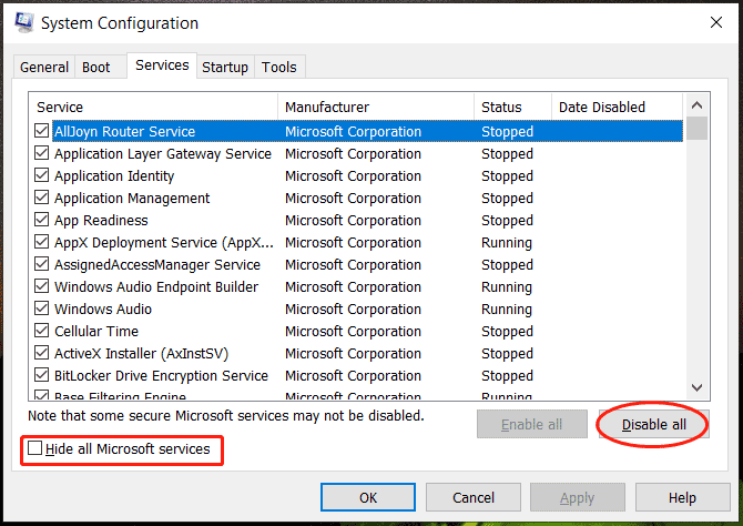   Démarrage propre de Windows 10