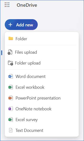   unggah file atau folder melalui versi web OneDrive