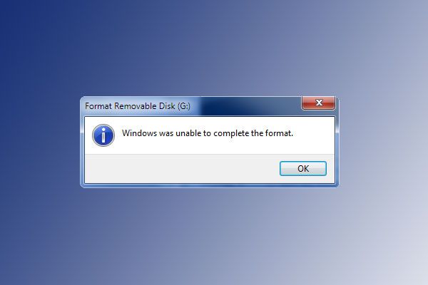 Systém Windows nemohl dokončit formát