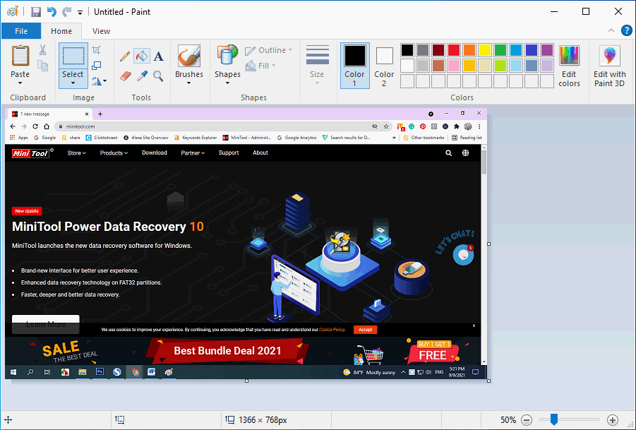 Lim inn HP-skjermbilde i Paint