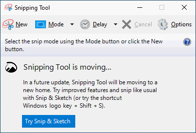 Snipping Tool bewegt sich