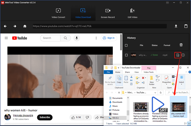 YouTube-videoen er lagret på datamaskinen