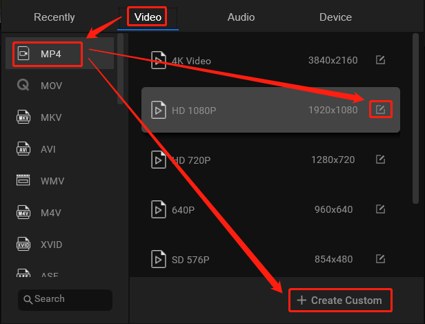menukar video kepada format fail terkecil MP4