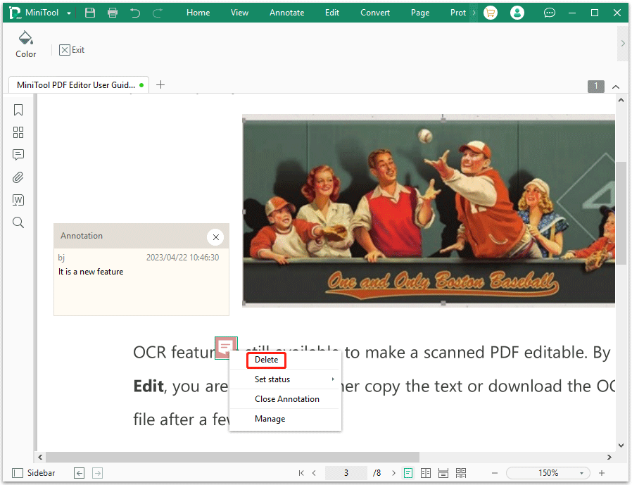 elimina els comentaris del PDF amb MiniTool PDF Editor