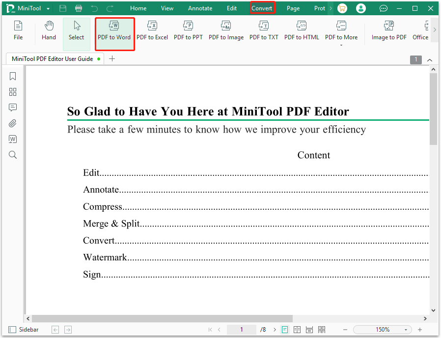 PDF to Word என்பதைக் கிளிக் செய்யவும்