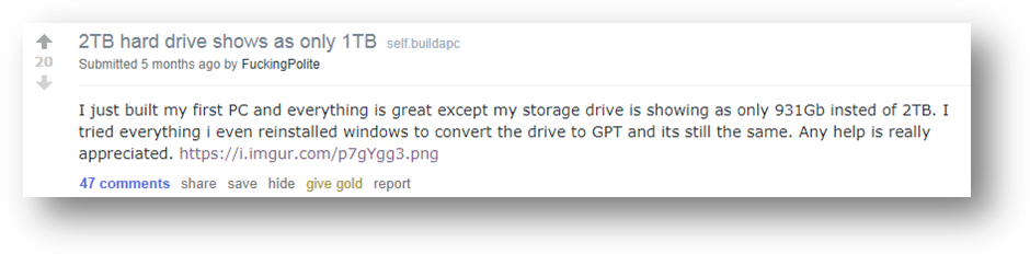 Ang 2TB hard drive ay nagpapakita lamang ng 1TB