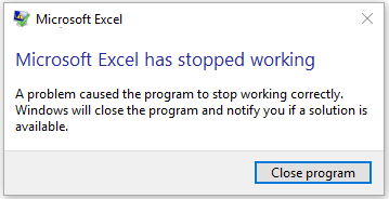 Microsoft Excel er stoppet med at arbejde