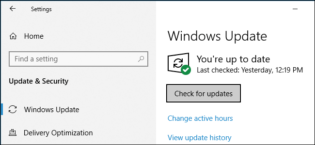 zkontrolujte aktualizace Windows 10