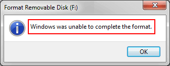 Windows nije uspio dovršiti format